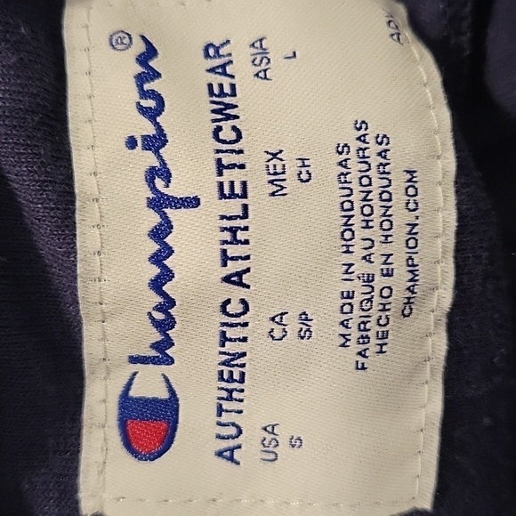 CHAMPION small navy blue with white embroidered logo hoodie - Picture 3 of 5